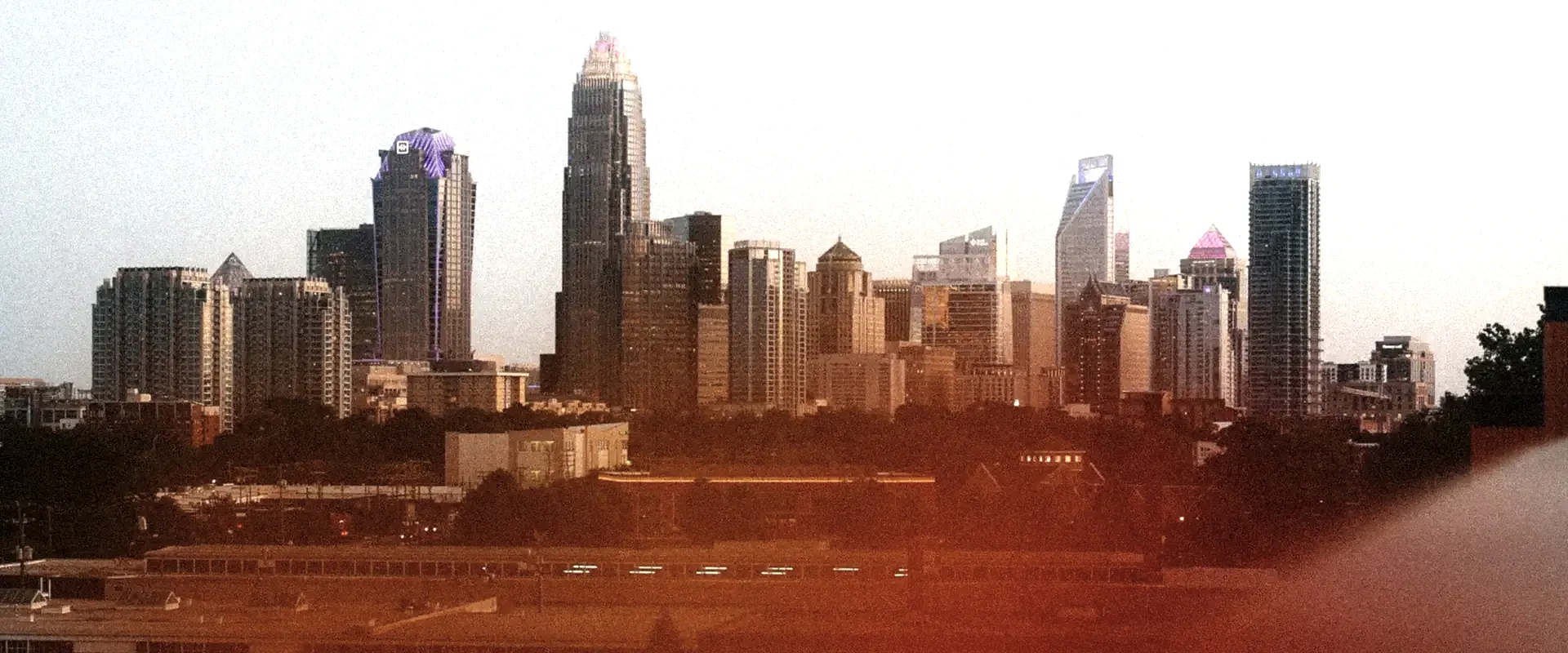The Charlotte skyline at twilight